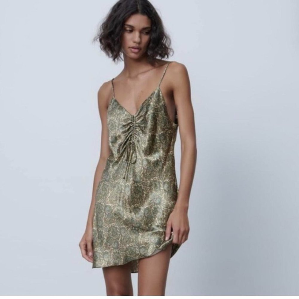 ZARA Green Paisley Dress | Size Small